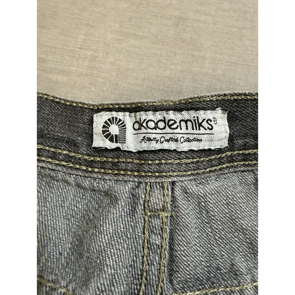 Vintage Akademiks Baggy Denim‎ Shorts Men's 40 Black Hip Hop Embroidered Y2k
